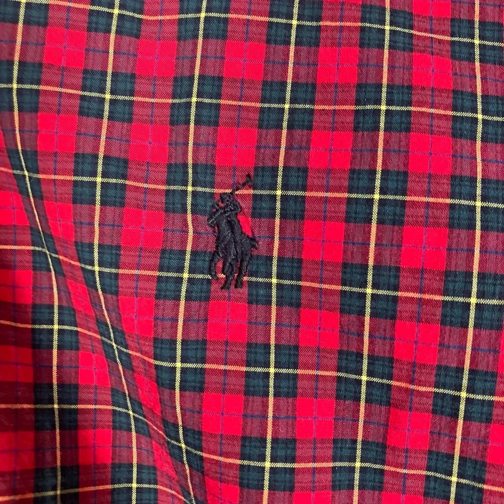 Ralph Lauren Kids Plaid Button-Down Shirt Red Blue Long Sleeve L (14-16)